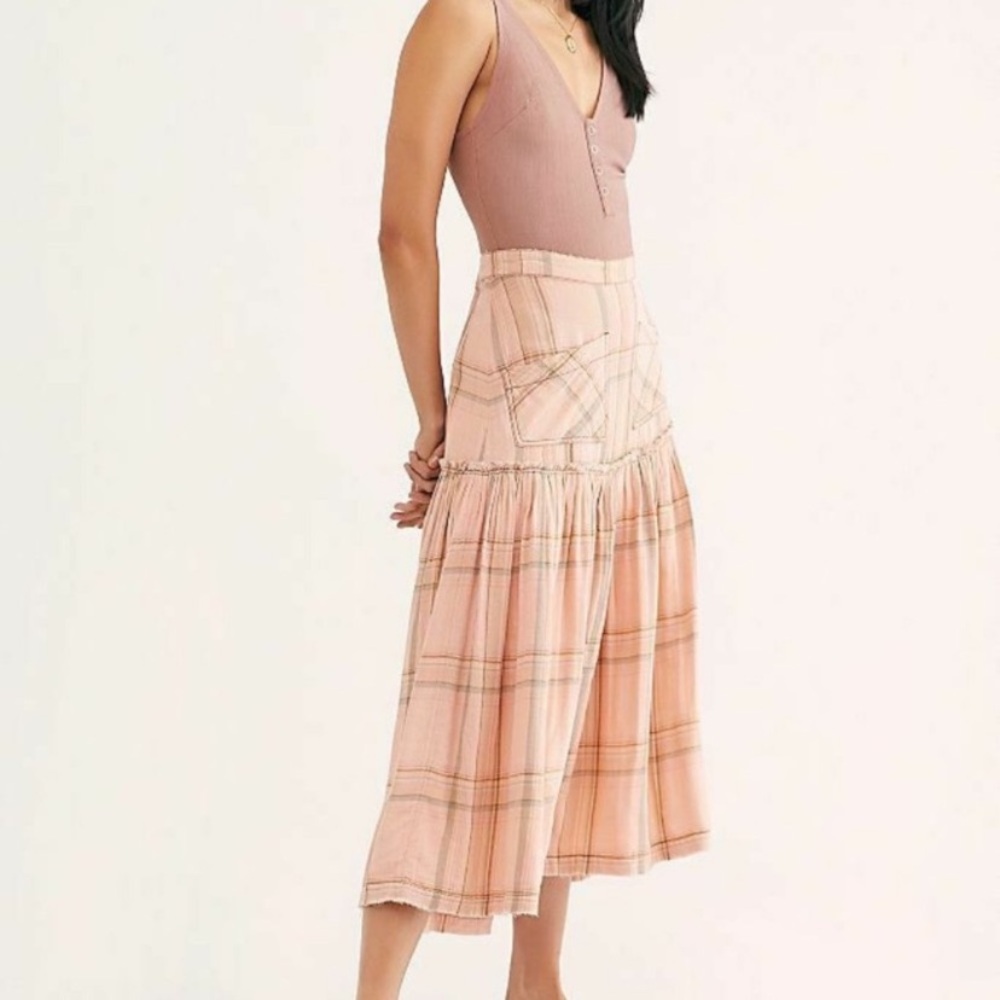 Free People Plaid Fever Midi Skirt